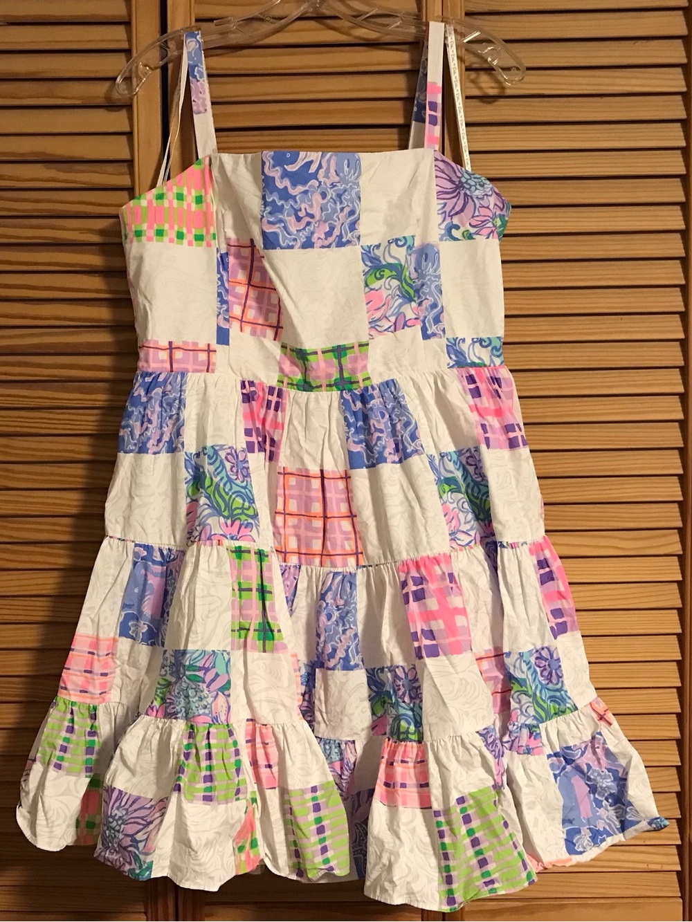 Lilly Pulitzer White Patchwork Sundress with Pink, Blue and Green Accents